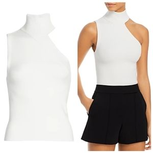 Alice + Olivia Kiki Multi-Stitch Turtleneck Cutout Tank  Size XS NWT